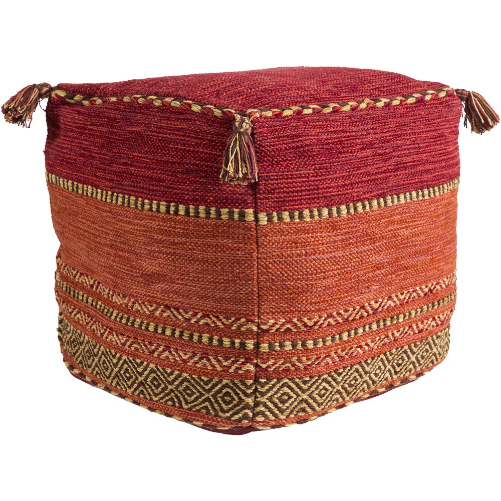 Cherry, Rust, and Gold Trenza Pouf by Livabliss