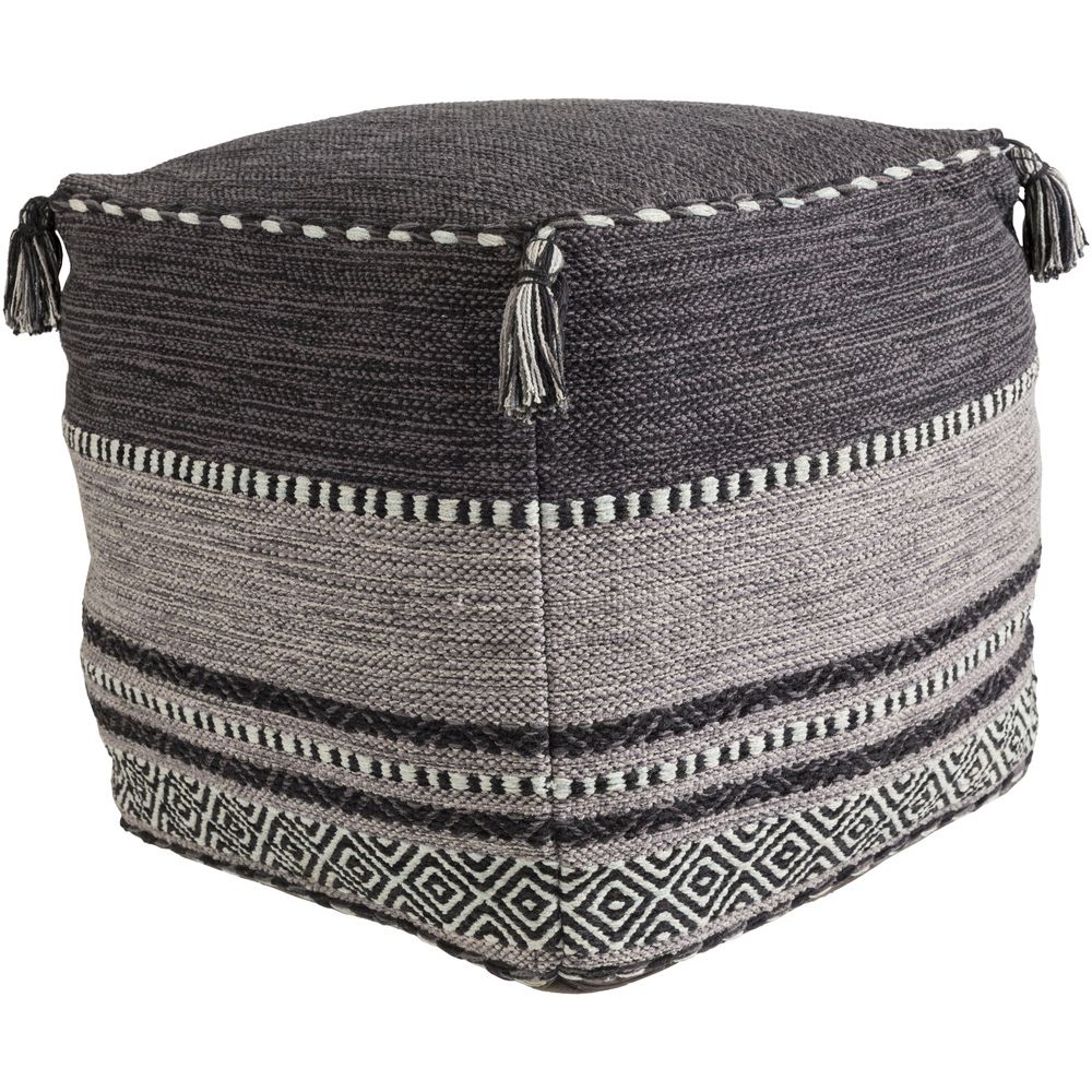 Charcoal and Light Grey Trenza Pouf by Livabliss