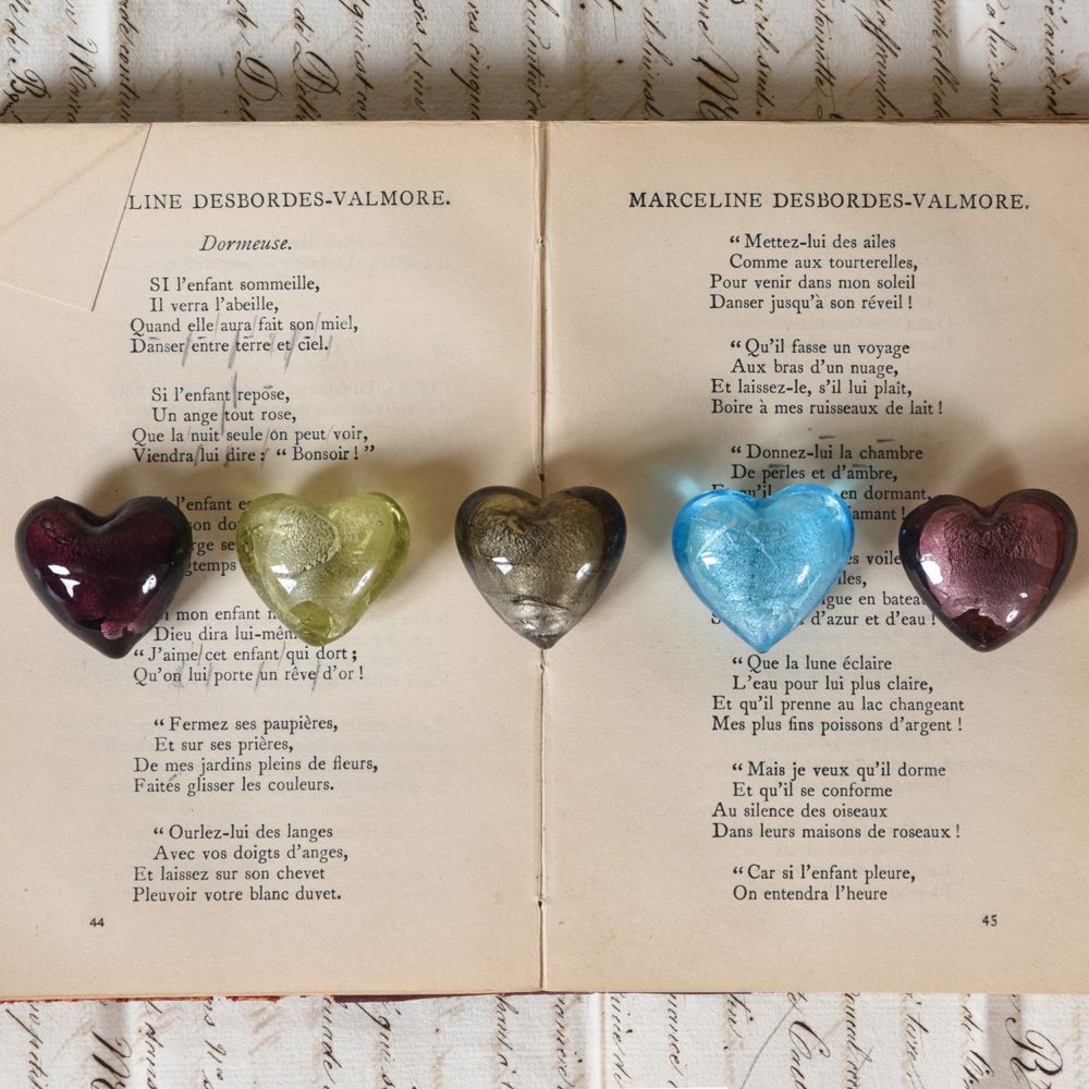 Pink Venetian Glass Heart Set of 10 by HomArt - Image 2