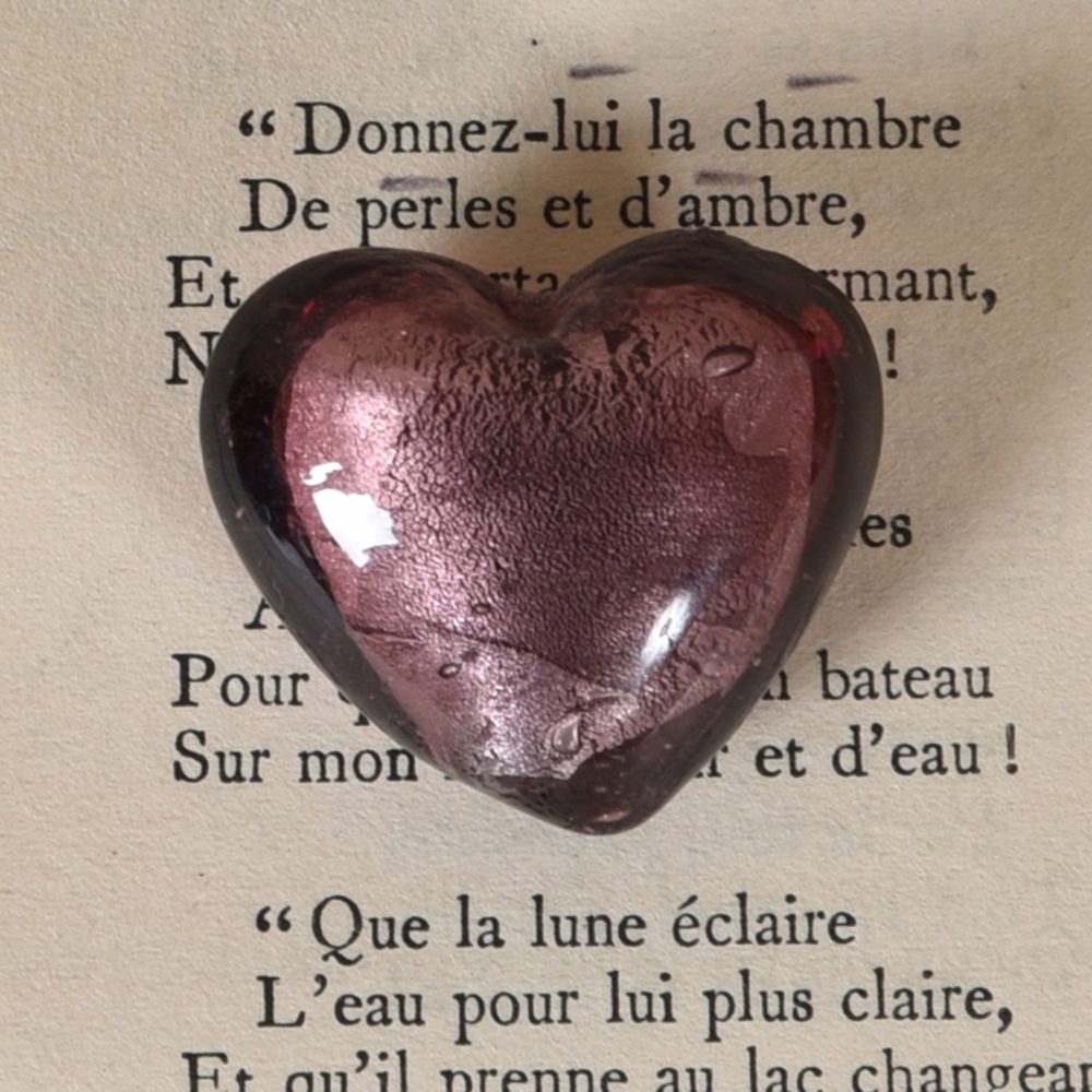 Pink Venetian Glass Heart Set of 10 by HomArt