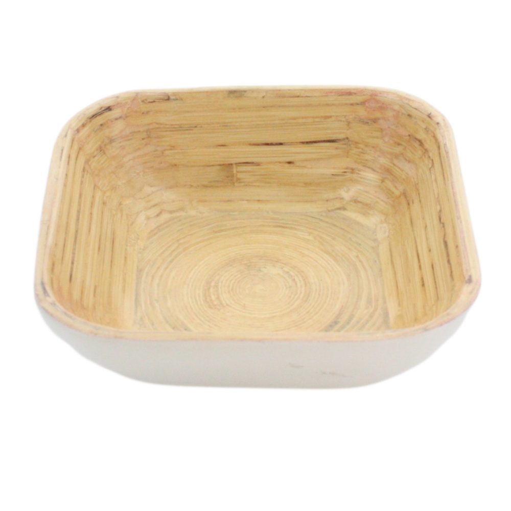 Medium White and Natural Sumatra Bamboo Tray by HomArt