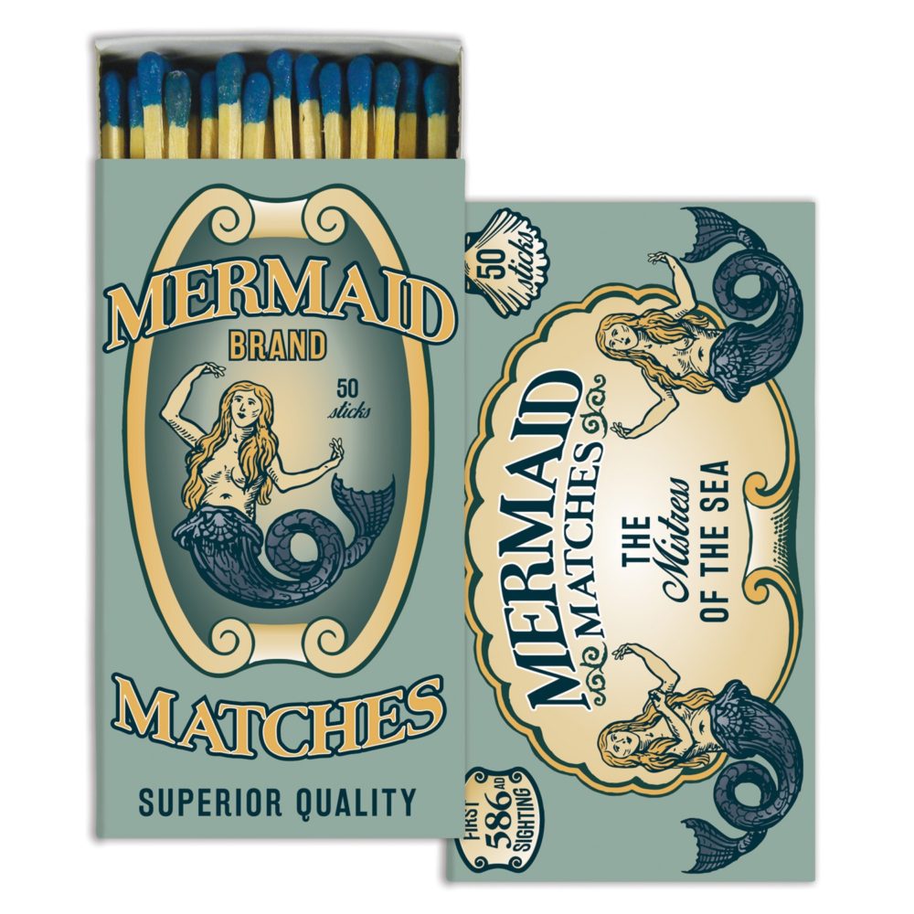 Mermaid Brand Matches Set of 6 Boxes by HomArt