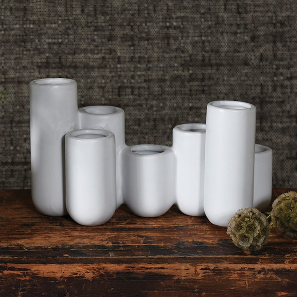 Matte White Luna Ceramic Bud Vase Cluster by HomArt - Image 2