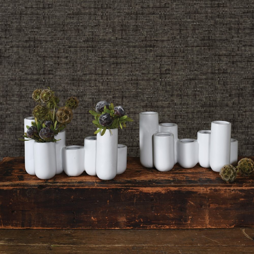 Matte White Luna Ceramic Bud Vase Cluster by HomArt