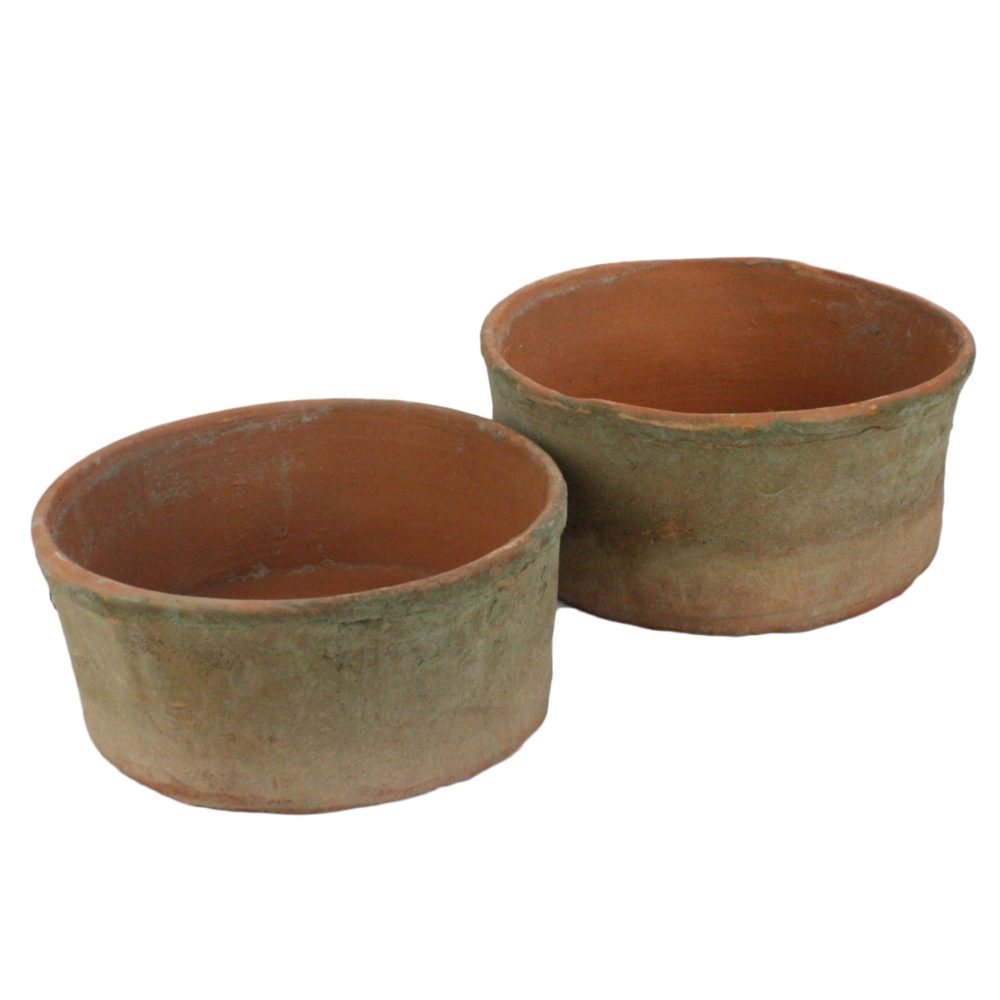 Antique Red Rustic Terra Cotta Grande Cylinders Set of 2