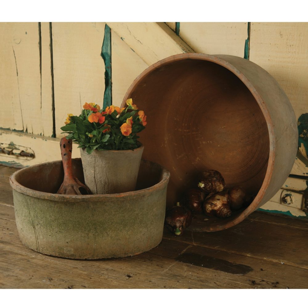 Antique Red Rustic Terra Cotta Grande Cylinders Set of 2 - Image 2