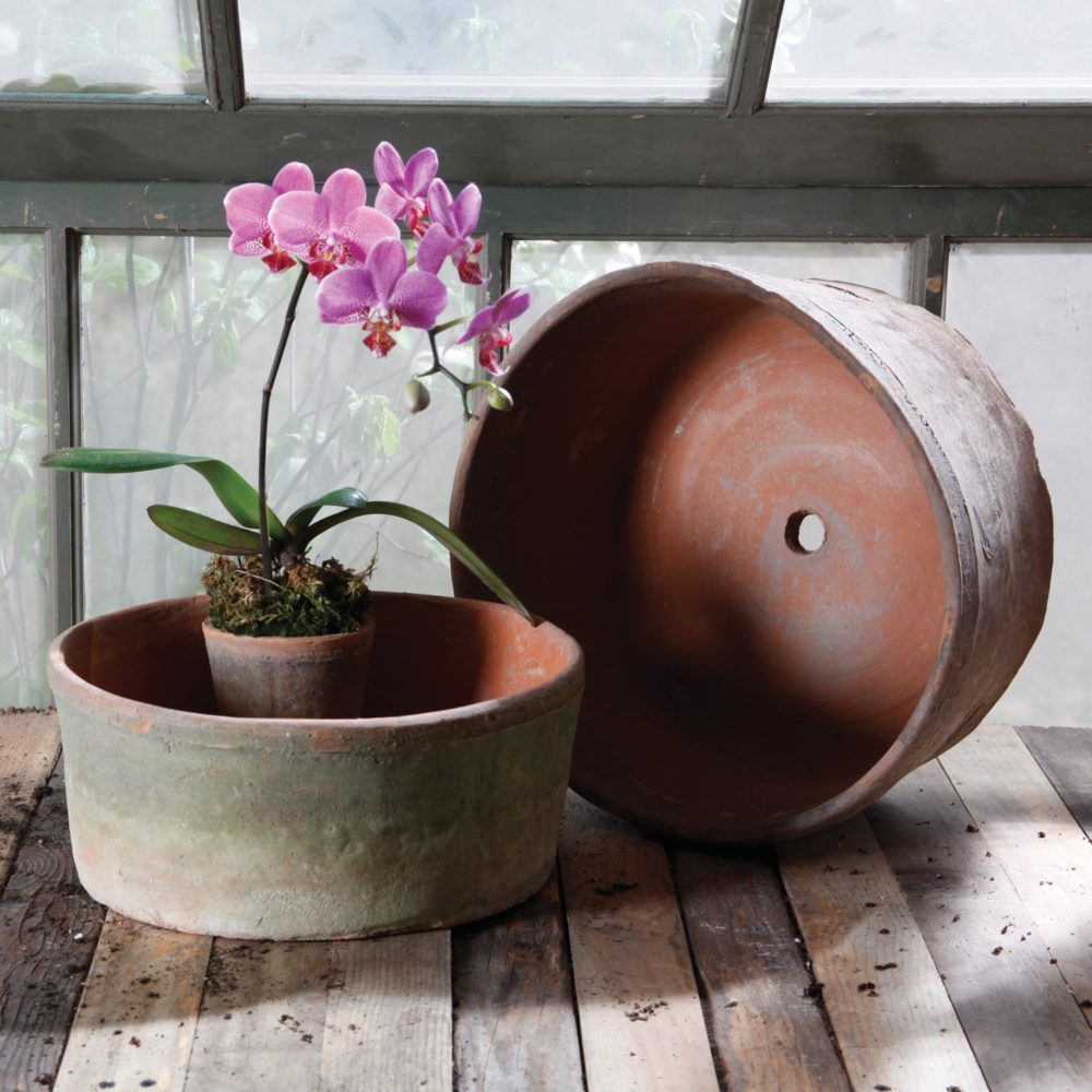 Antique Red Rustic Terra Cotta Grande Cylinders Set of 2 - Image 3