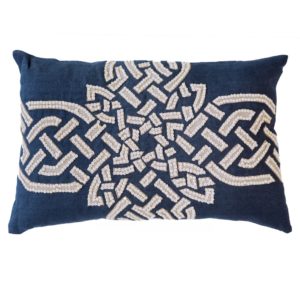 Navy Celtic Cross Lumbar Pillow by Bandhini Homewear Design