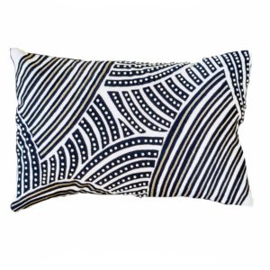 Navy Rake Lumbar Pillow by Bandhini Homewear Design