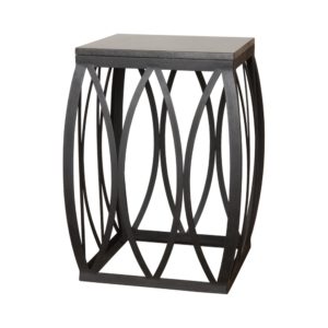 Vault Black Metal Granite Stool