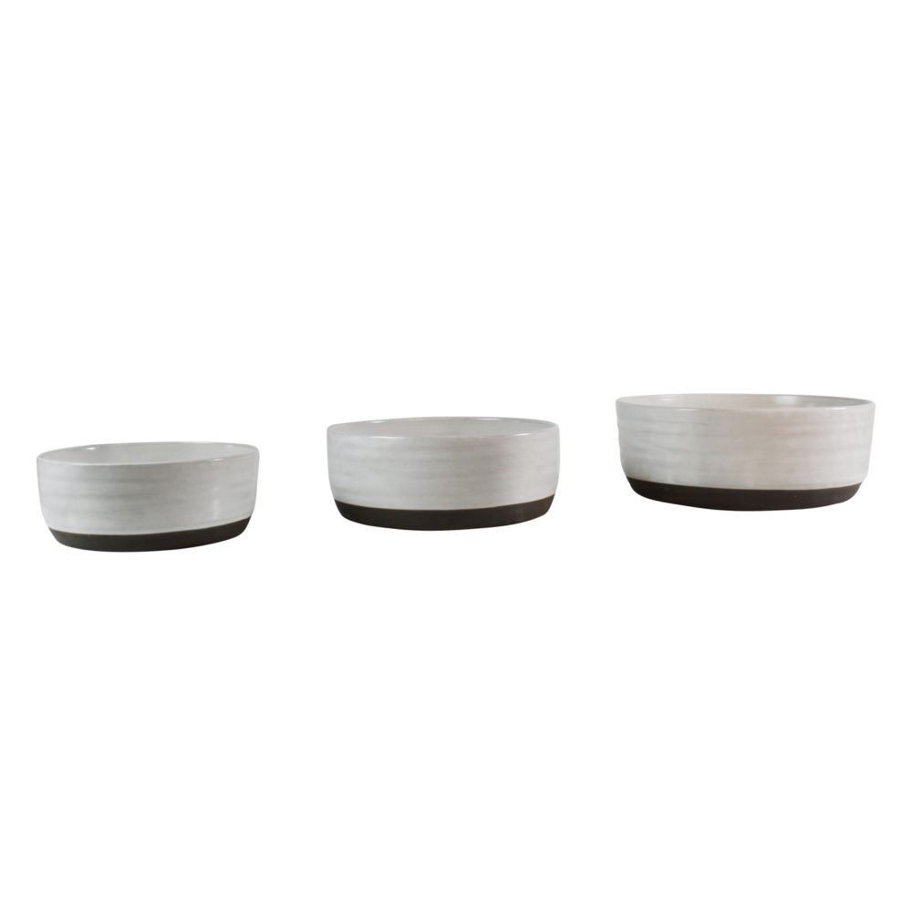 Liam Partial Glaze Ceramic Serving Bowls Set of 3 by HomArt - Image 2