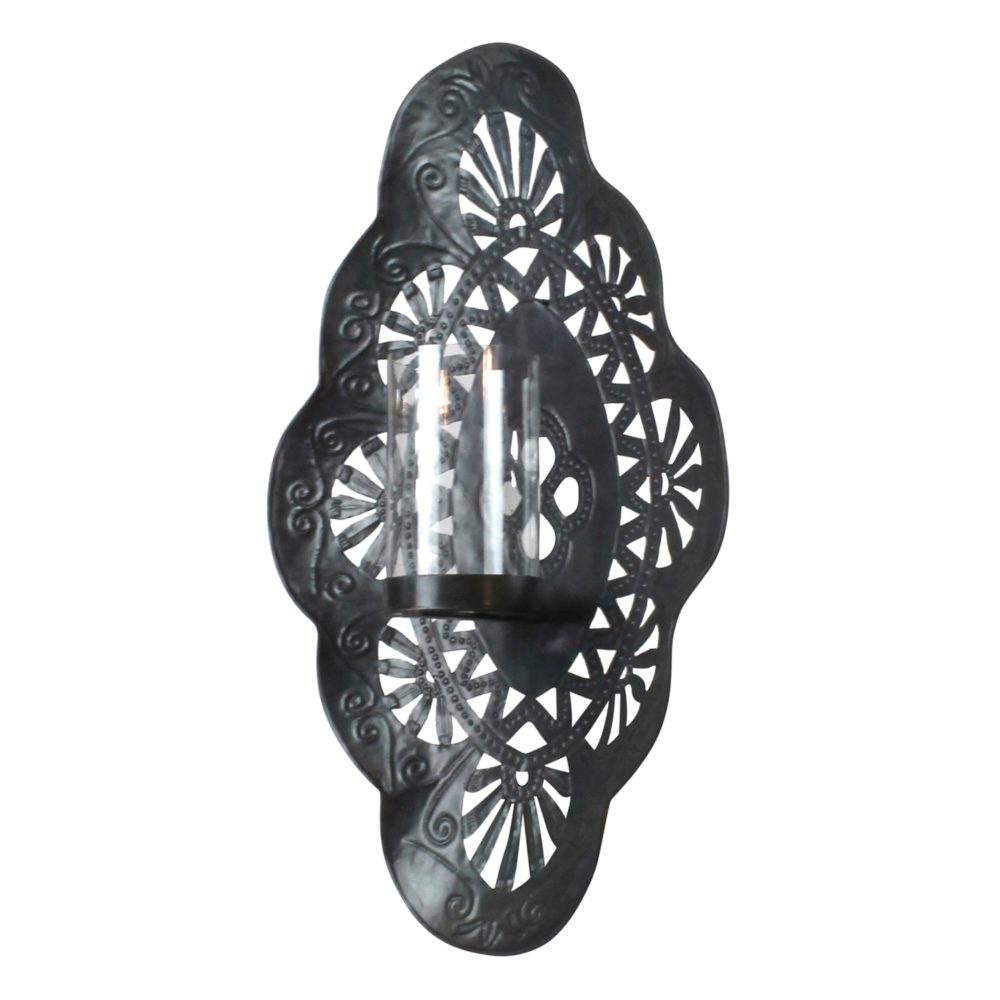 Sala Iron Wall Sconce with Glass Hurricane by HomArt