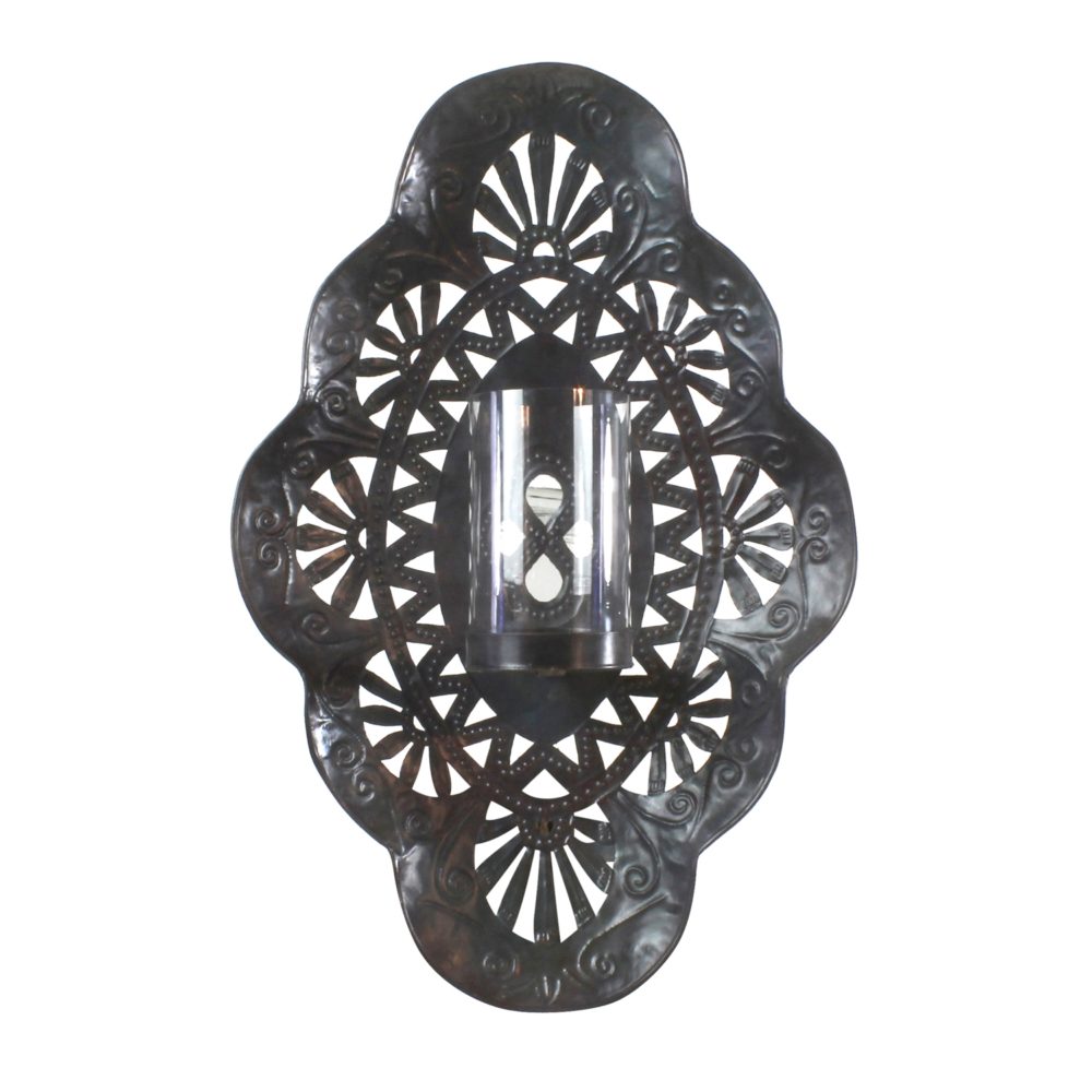 Sala Iron Wall Sconce with Glass Hurricane by HomArt - Image 2