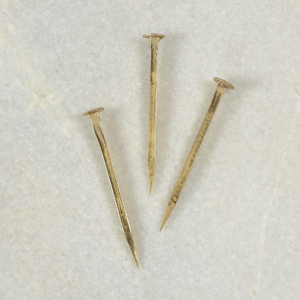 Large Forged Iron Brass Nails Set of 10 by HomArt