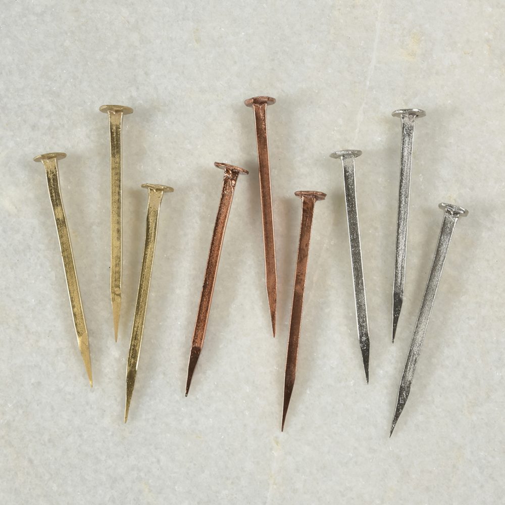 Large Forged Iron Brass Nails Set of 10 by HomArt - Image 2
