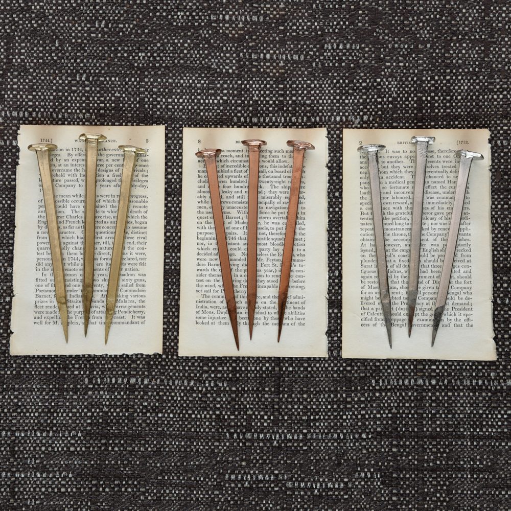 Large Forged Iron Brass Nails Set of 10 by HomArt - Image 3