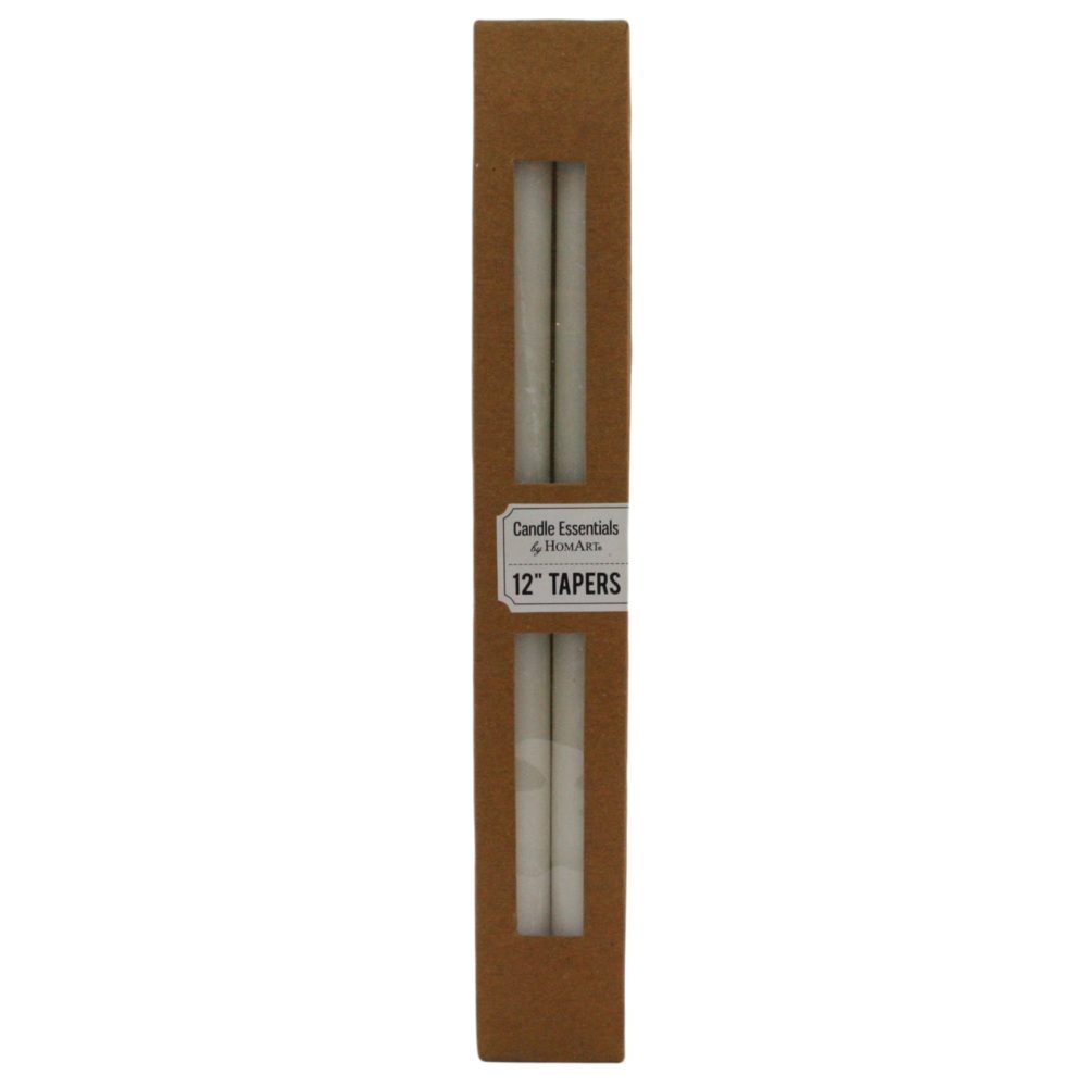 Ivory 12" Taper Candles Box of 8 by HomArt