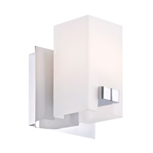 Gemelo 1 Light Vanity In Chrome And White Opal Glass by Alico