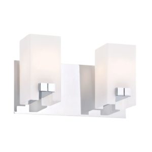 Gemelo 2 Light Vanity In Chrome And White Opal Glass by Alico