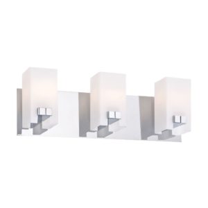 Gemelo 3 Light Vanity In Chrome And White Opal Glass by Alico