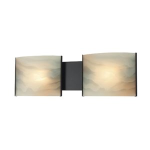 Pannelli 2 Light Vanity In Oil Rubbed Bronze with Honey Alabaster Glass