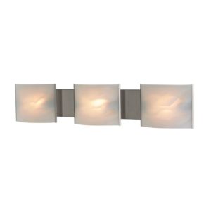 Pannelli 3 Light Vanity In Stainless Steel with White Alabaster Glass