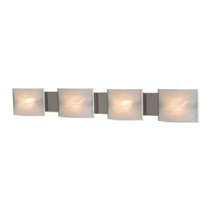Pannelli 4 Light Vanity In Stainless Steel with White Alabaster Glass