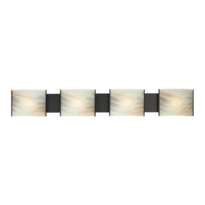 Pannelli 4 Light Vanity In Oil Rubbed Bronze with Honey Alabaster Glass