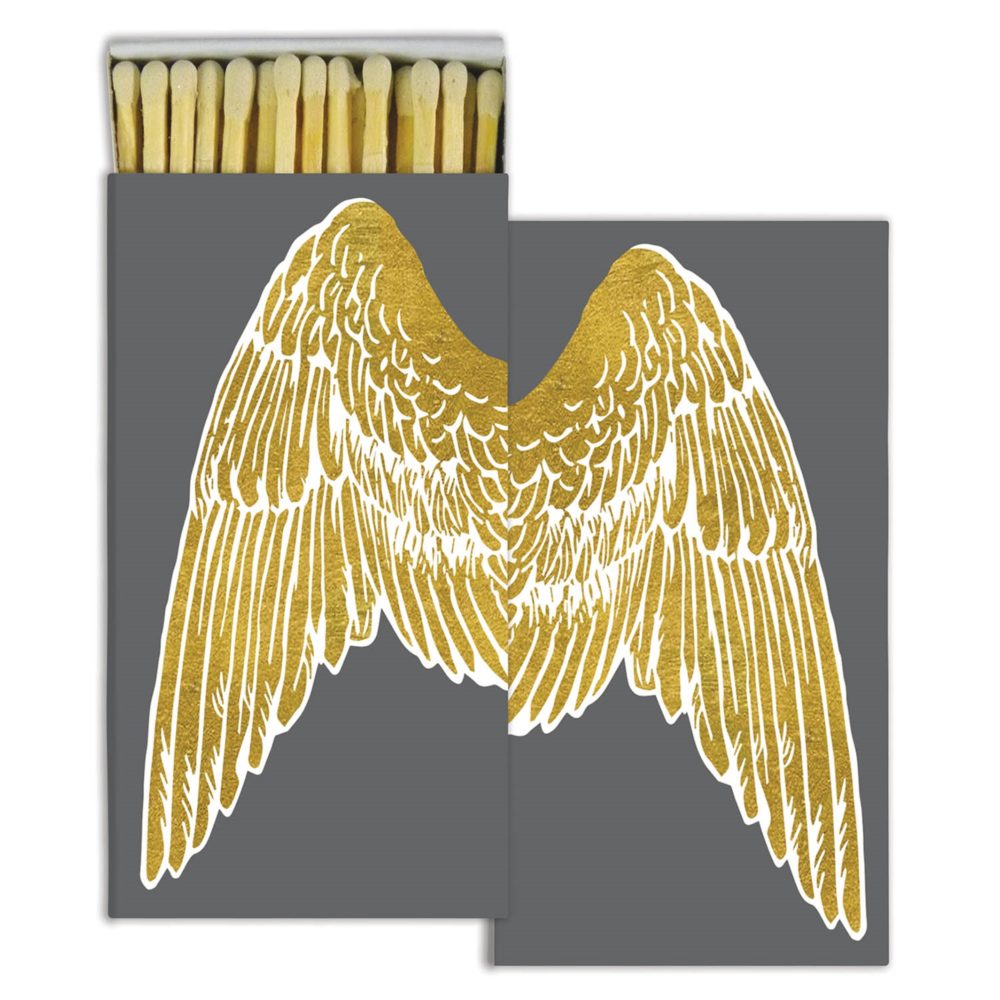 Gold Foil Wings Matches Set of 6 Boxes by HomArt