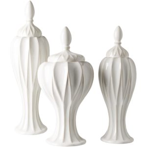 White Answorth Jars Set of 3 by Surya