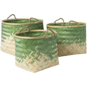 Butter and Grass Green Forrestburg Baskets Set of 3 by Surya