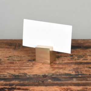 Brass Cube Place Card Holder Set of 4 by HomArt