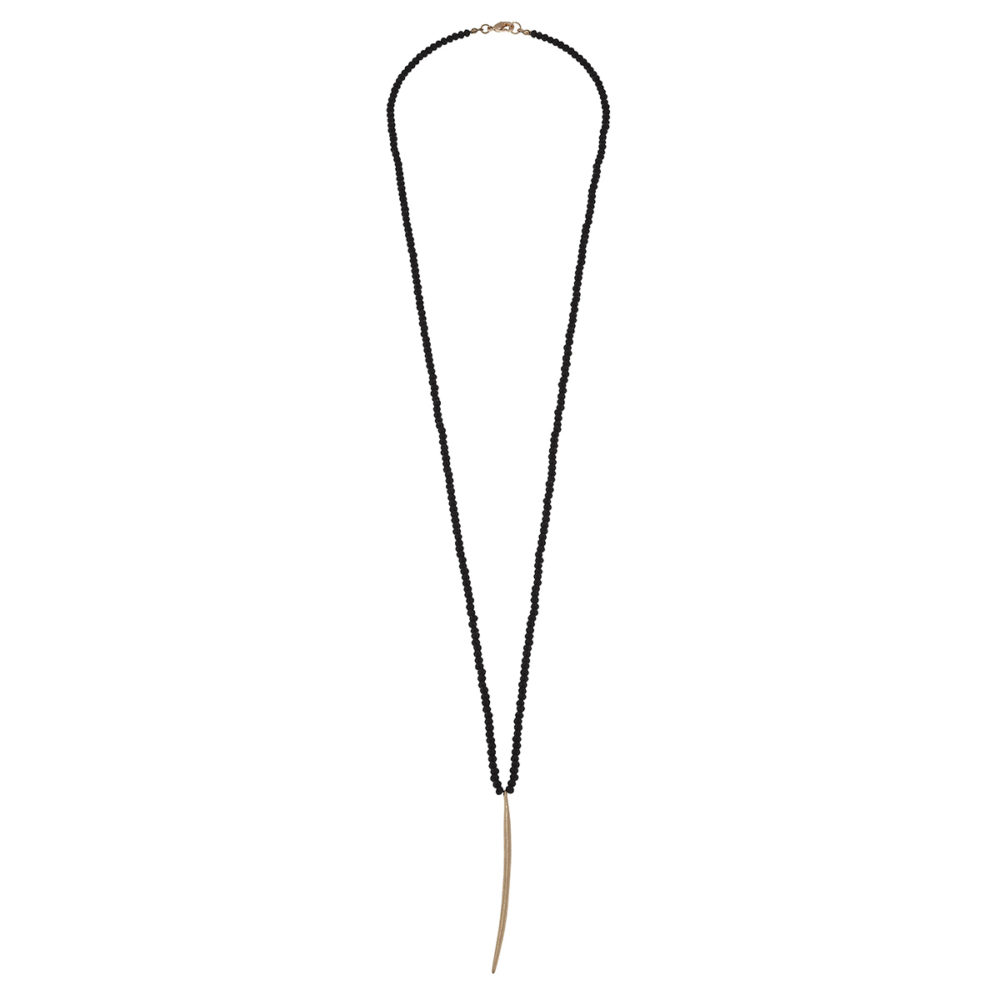Black Bead Spear Necklace by Canvas