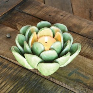 Green Succulent Tealight Holder by HomArt