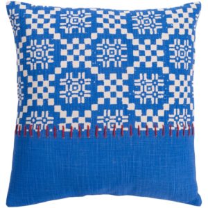 Blue and Cream Delray Pillow by Surya