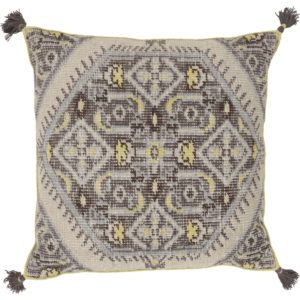 Khaki and Brown Zahra Floor Pillow by Surya