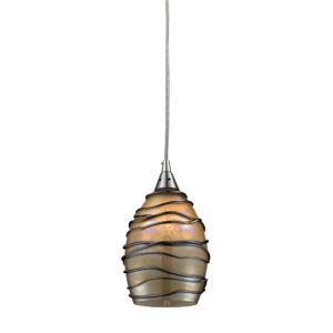 Vines 1-Light Pendant In Satin Nickel And Tan Glass by ELK
