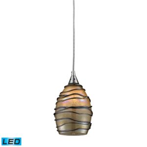 Vines 1-Light LED Pendant In Satin Nickel And Tan Glass by ELK