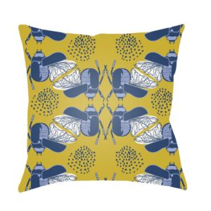 Dusk Blue and Saffron Doodle Outdoor Pillow by Surya