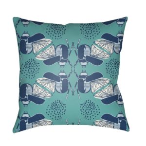Moroccan Blue and Turquoise Doodle Outdoor Pillow by Surya
