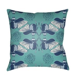 Moroccan Blue and Turquoise Doodle Outdoor Pillow by Surya