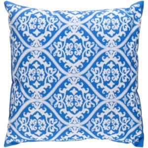 Blue and White Rising Glen Outdoor Pillow by Surya
