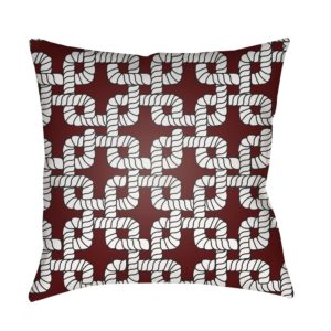 Dark Red and White Rope II Outdoor Pillow by Surya
