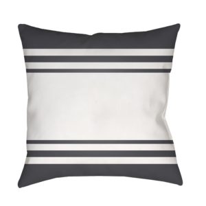 Charcoal and White Lake Stripes Outdoor Pillow by Surya
