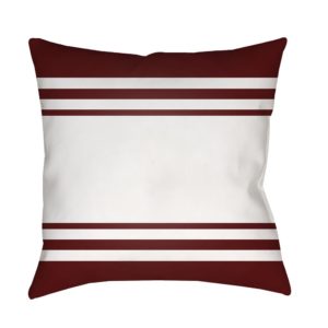 Dark Red and White Lake Stripes Outdoor Pillow by Surya