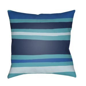 Aqua and Dark Blue Littles Outdoor Pillow by Surya