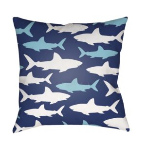 Blue and White Sharks Outdoor Pillow by Surya