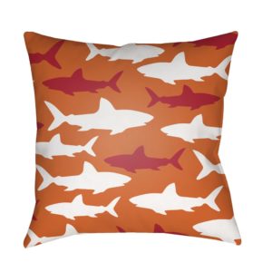 Orange and White Sharks Outdoor Pillow by Surya