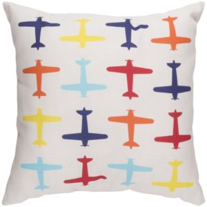 Orange and Blue Planes Outdoor Pillow by Surya
