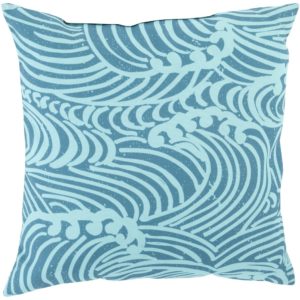 Aqua and Teal Mizu Outdoor Pillow by Surya